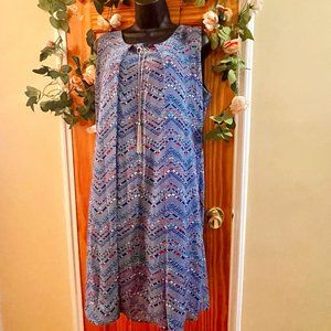 NY Collection-Sleevless Dress with 2 Rings and chain (multicolored)